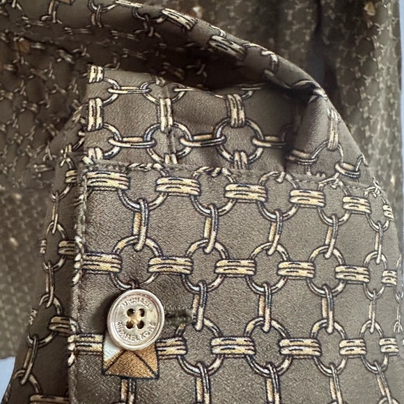 Michael Kors Olive Patterned Blouse with Collared Neckline - Picture 3 of 3